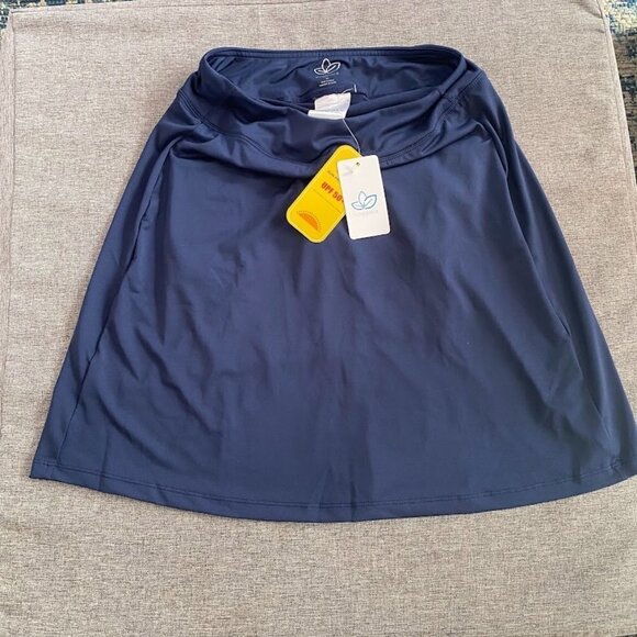 Tall Women's UV Protection 20" Long Skort, Built-in Shorts, Navy XS - Picture 2 of 8